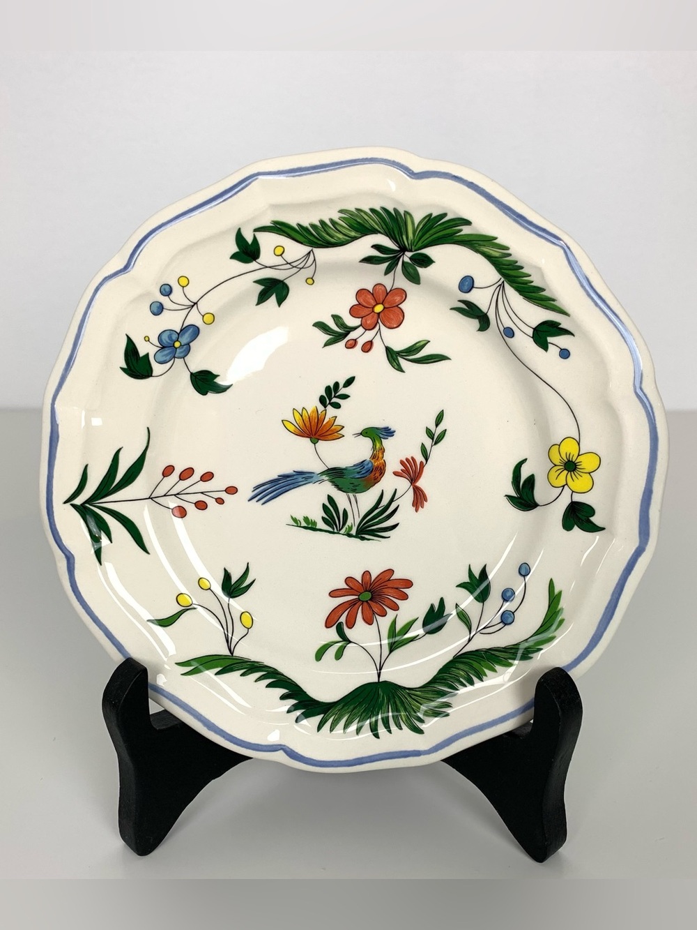 Gien Small Plate “Oiseaux De Paradis” Bird Floral Flowers France French 6.5”